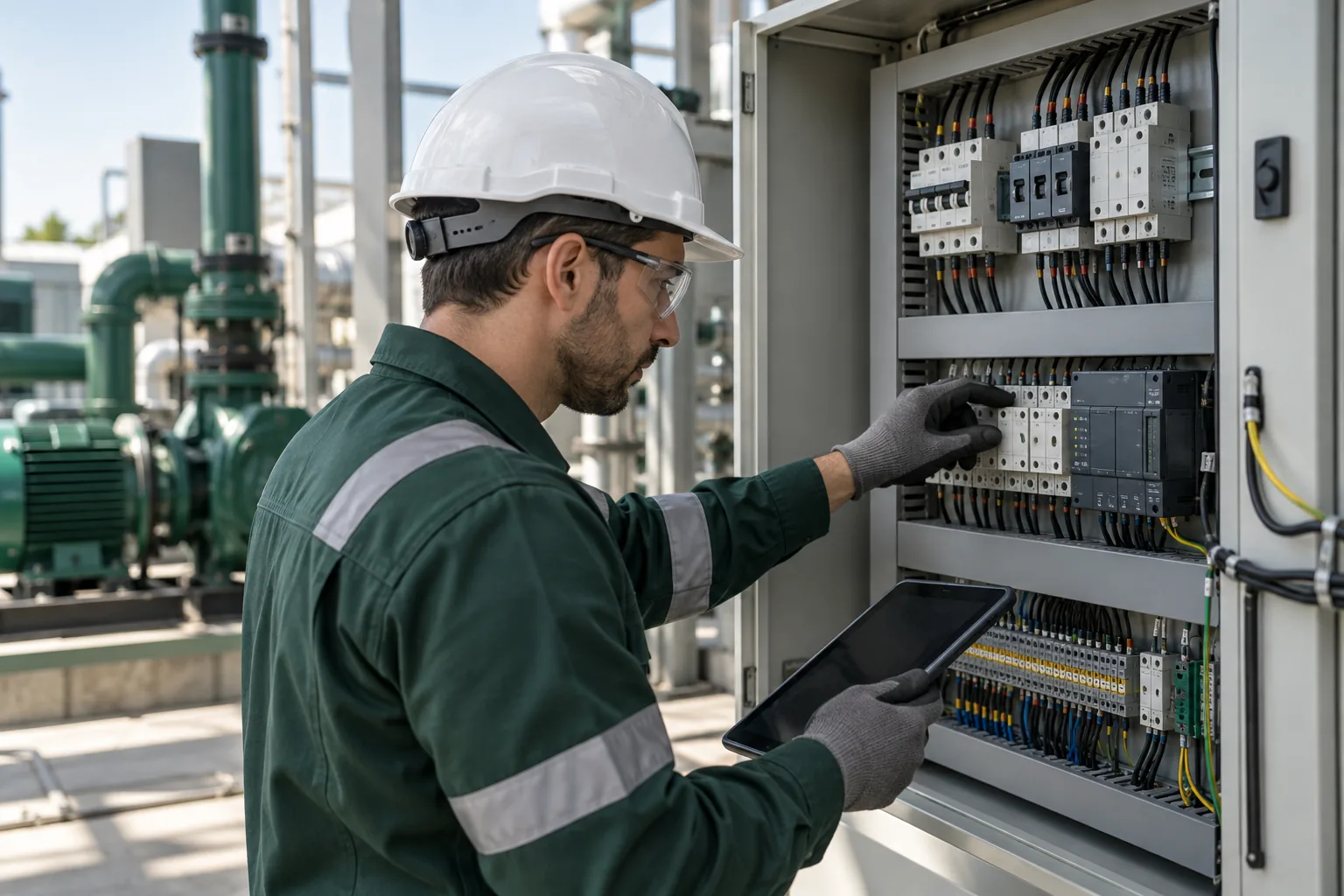 Inspección de un tablero eléctrico industrial, imagen ilustrativa